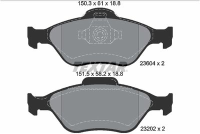 Комплект тормозных колодок, дисковый тормоз TEXTAR 2360406 для FORD KA