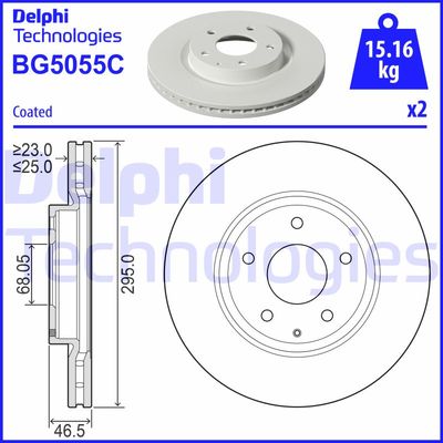 Тормозной диск DELPHI BG5055C для MAZDA CX-30