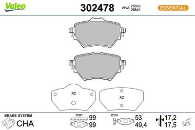 BREMSBELAGSATZ SCHEIBENBREMSE