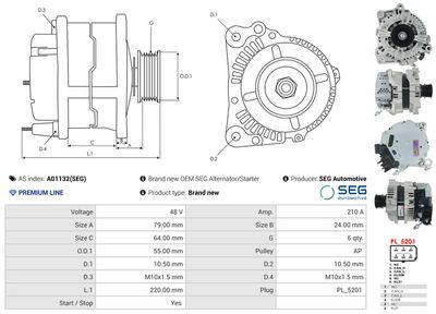 GENERATOR / ALTERNATOR AS-PL A01132SEG 4