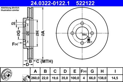 Тормозной диск ATE 24.0322-0122.1 для BMW Z1