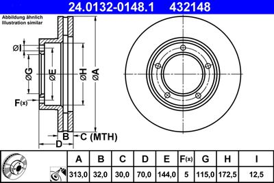 Тормозной диск ATE 24.0132-0148.1 для TOYOTA LAND CRUISER