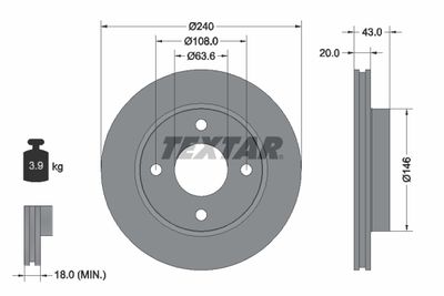 TEXTAR 92051003 Тормозные диски  для FORD KA (Форд Kа)