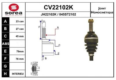 GELENKSATZ ANTRIEBSWELLE EAI CV22102K