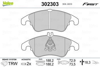 Brake Pad Set, disc brake 302303