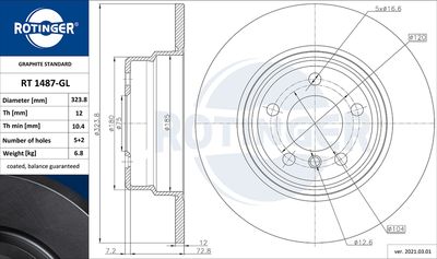 спирачен диск ROTINGER RT 1487-GL