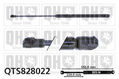 Газовая пружина, крышка багажник QUINTON HAZELL QTS828022 для CITROËN C1