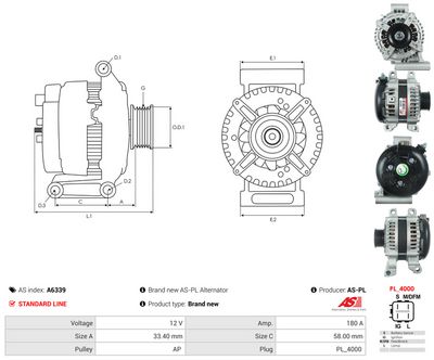 GENERATOR / ALTERNATOR AS-PL A6339 4