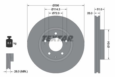 Тормозной диск TEXTAR 92148100 для MAZDA MPV