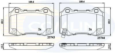 Комплект тормозных колодок, дисковый тормоз COMLINE CBP32308 для TESLA MODEL X
