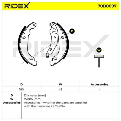 комплект спирачна челюст RIDEX 70B0097