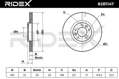спирачен диск RIDEX 82B1147