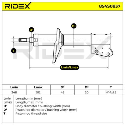 амортисьор RIDEX 854S0837