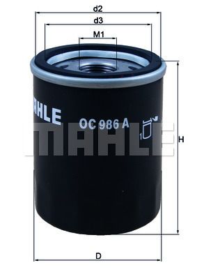 MAHLE OC 986 A Масляный фильтр  для FIAT ALBEA (Фиат Албеа)