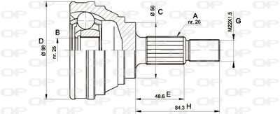 OPEN PARTS Homokineet reparatie set, aandrijfas (CVJ5166.10)