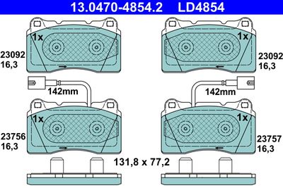 Комплект тормозных колодок, дисковый тормоз ATE 13.0470-4854.2 для ALFA ROMEO GIULIETTA