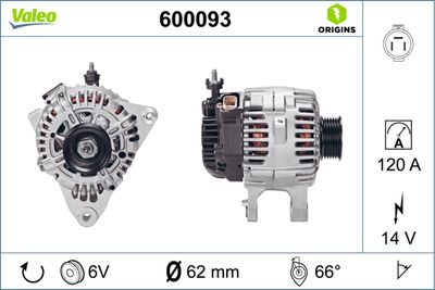 Генератор VALEO 600093 для HYUNDAI COUPE