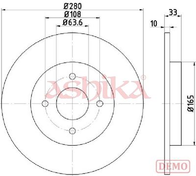 спирачен диск ASHIKA 61-00-0304C