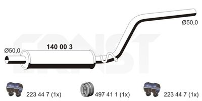 Средний глушитель выхлопных газов ERNST 140003 для VW CADDY
