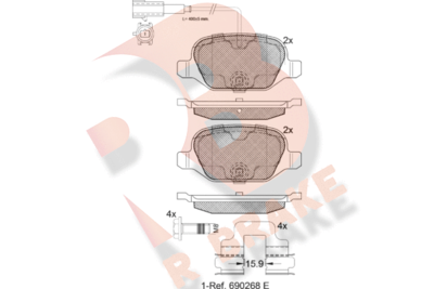 Комплект тормозных колодок, дисковый тормоз R BRAKE RB2038 для ABARTH 500C