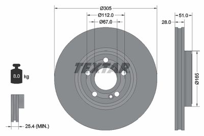 Тормозной диск TEXTAR 92323405 для MERCEDES-BENZ GLB