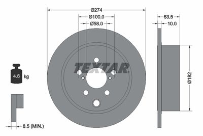 Тормозной диск TEXTAR 92262003 для SUBARU XV