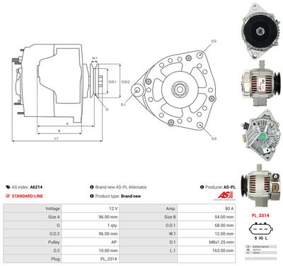GENERATOR / ALTERNATOR AS-PL A6214 4
