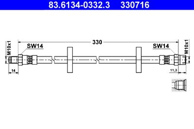 Тормозной шланг ATE 83.6134-0332.3 для AUDI QUATTRO