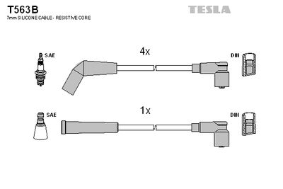 Комплект проводов зажигания TESLA T563B для ROVER 100