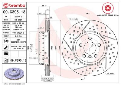 BREMSSCHEIBE BREMBO 09C39513 1