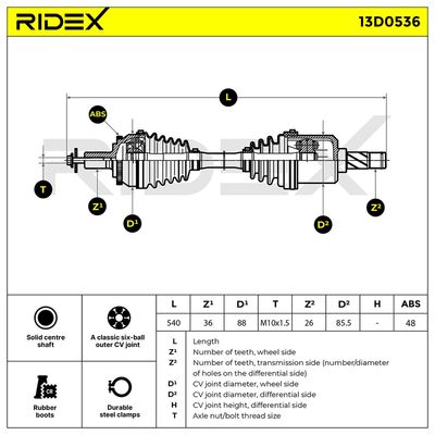 полуоска RIDEX 13D0536