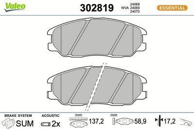 комплект спирачно феродо, дискови спирачки VALEO