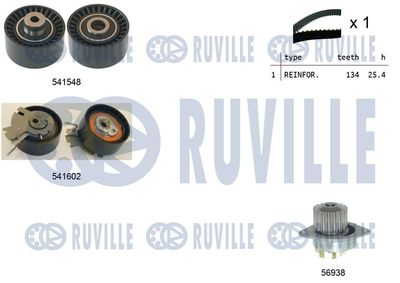 Водяной насос + комплект зубчатого ремня RUVILLE 5502861 для PEUGEOT 301