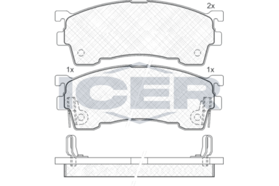 комплект спирачно феродо, дискови спирачки ICER 180971-204