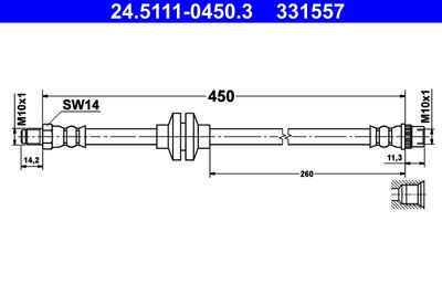 Тормозной шланг ATE 24.5111-0450.3 для DACIA SANDERO
