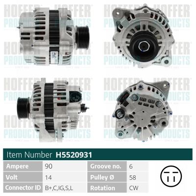 Генератор HOFFER H5520931 для OPEL FRONTERA