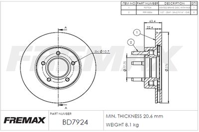 Тормозной диск FREMAX BD-7924 для FORD USA RANGER
