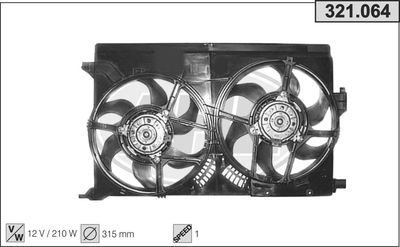 Вентилятор, охлаждение двигателя AHE 321.064 для SAAB 9-3X