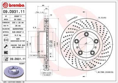BREMBO Bremsscheibe PRIME LINE - UV Coated (09.D931.11)