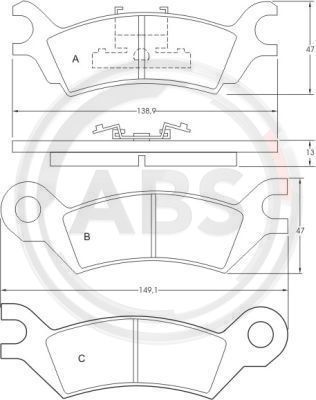 Комплект тормозных колодок, дисковый тормоз A.B.S. 36502 для MAZDA 929