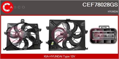 CASCO CEF78028GS Вентилятор системы охлаждения двигателя  для HYUNDAI i20 I (PB, PBT) 1.4 CRDi