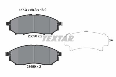 TEXTAR 2369801 Тормозные колодки и сигнализаторы  для INFINITI  (Инфинити Еx)