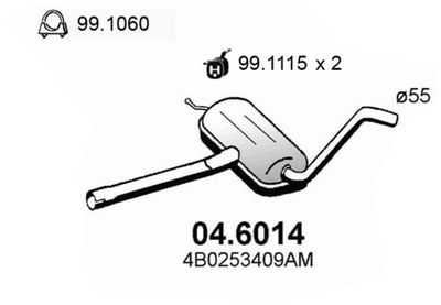 ASSO 04.6014 Глушитель выхлопных газов  для AUDI A6 (Ауди А6)