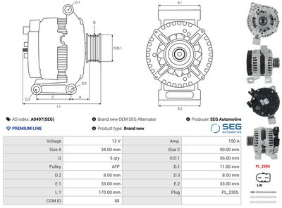 GENERATOR / ALTERNATOR AS-PL A0497SEG 4