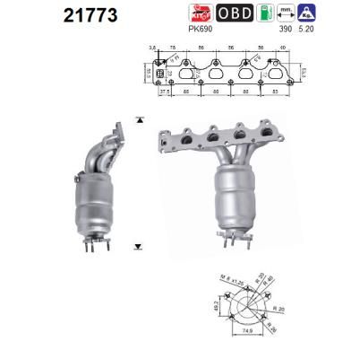 AS 21773 Каталізатор  для OPEL (Опель)
