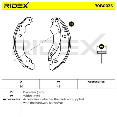 комплект спирачна челюст RIDEX 70B0035
