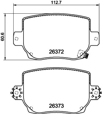 Комплект тормозных колодок, дисковый тормоз HELLA 8DB 355 041-041 для TESLA MODEL 3