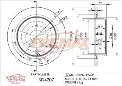 FREMAX BD-4207 Тормозные диски для INFINITI QX50