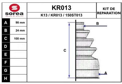 Комплект пыльника, приводной вал EAI KR013 для IVECO DAILY
