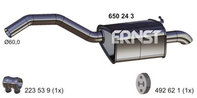 Глушитель выхлопных газов конечный ERNST 650243 для FORD S-MAX